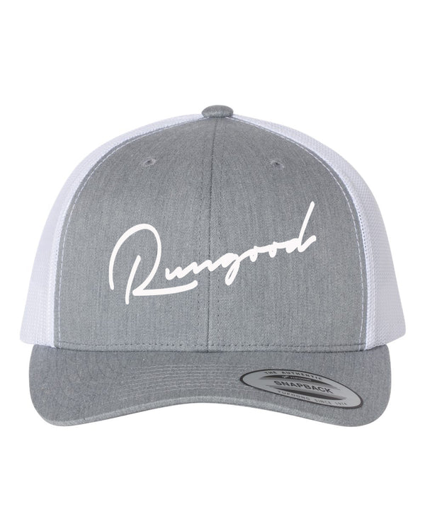 RUNGOOD Cursive Trucker Hats - Heather Ash