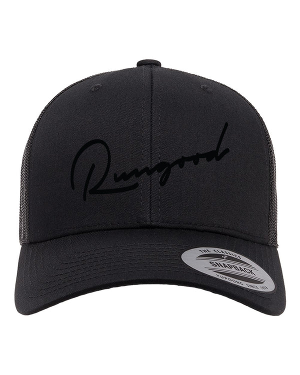 RUNGOOD Cursive Trucker Hats - Blackout